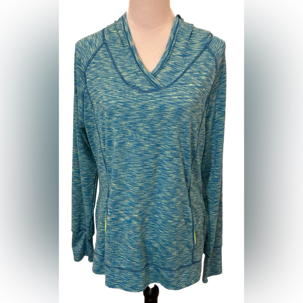 Tangerine Aqua/Yellow V-Neck Reflective Pullover Hoodie Size XL